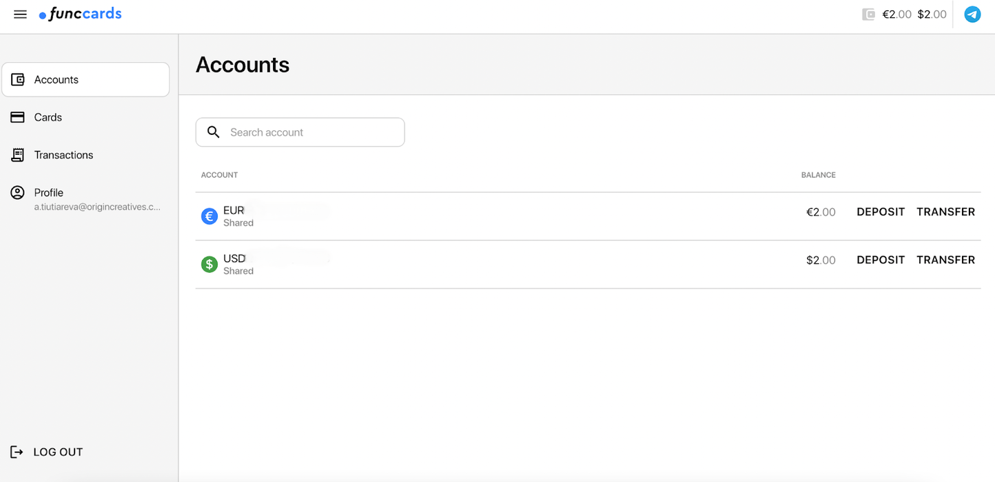 Обзор личного кабинета FuncCards