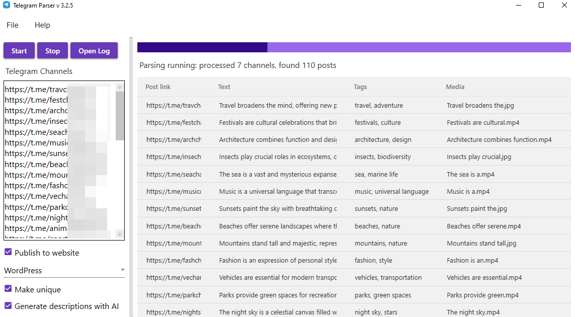 Telegram Parser