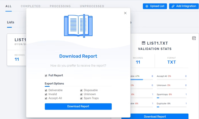 Данные из Mailvalidator, Debounce и ZeroBounce