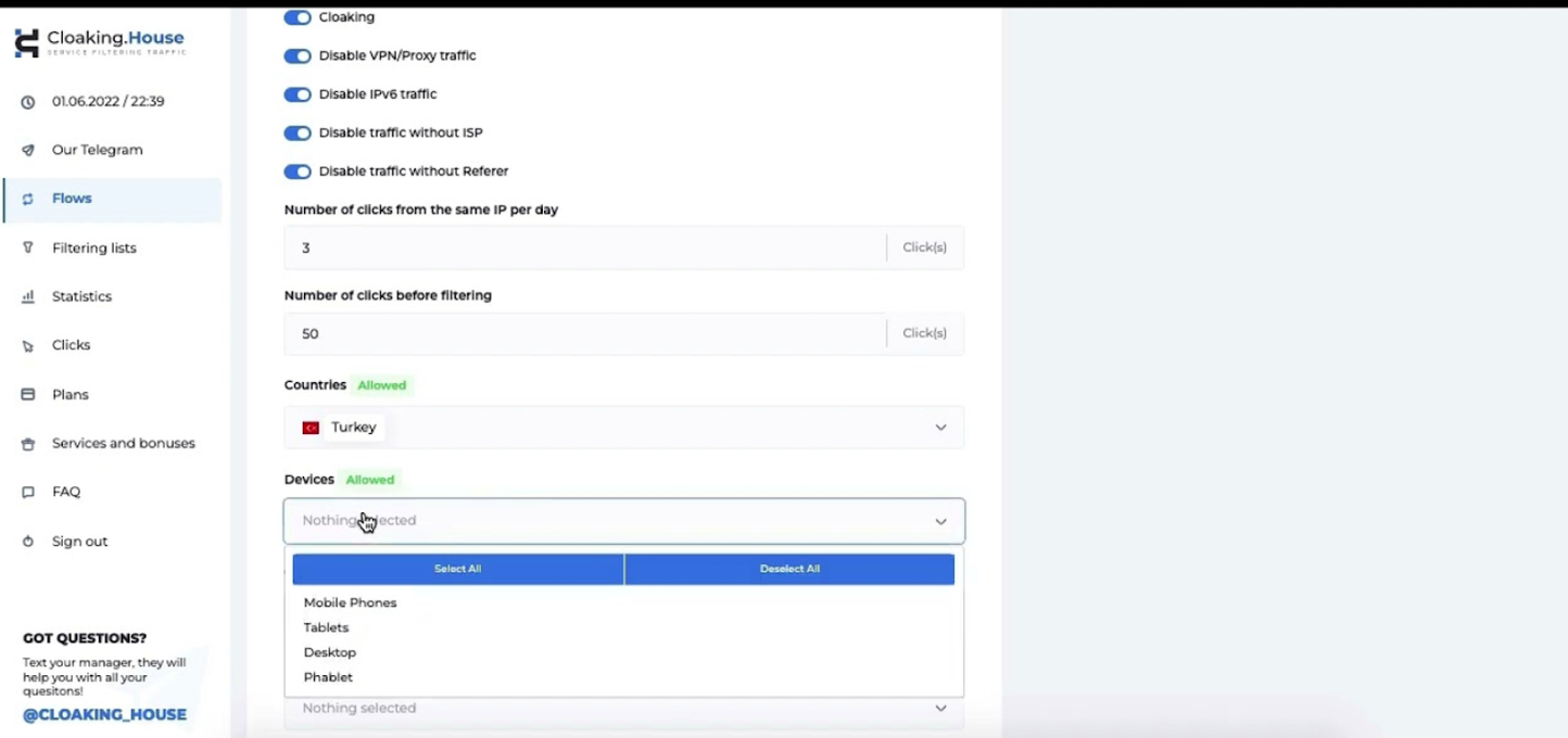 Cloaking.House – облачный фильтр с автообновлением I